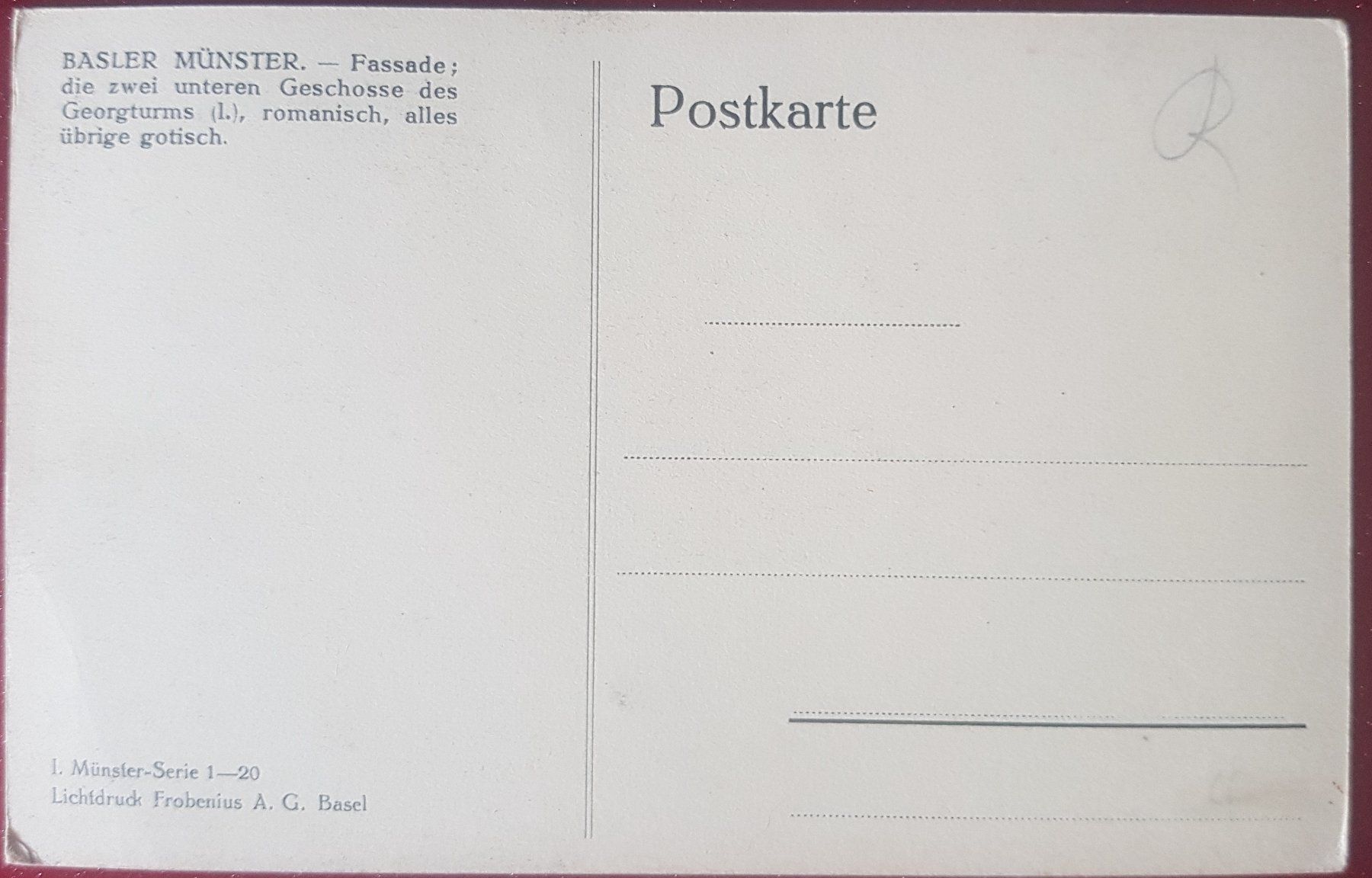 Ansichtskarten: Basler Münster 1. Münster-Serie – Neu (gemäss Beschreibung) aus Melchnau von Fishel 1