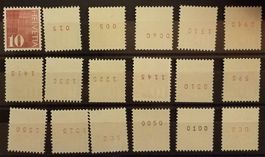 3569) 483RM, Lot, 18 Rollenmarken mit Nr. postfrisch