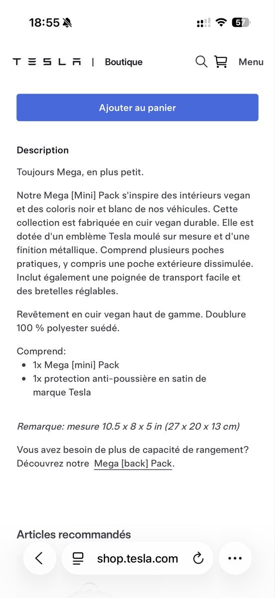 Sacs à dos: Sac à dos Mega (Mini) Pack Tesla – Neuf (Voir description) à Bernex par pre_hbr2 3