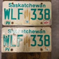 🇨🇦 2x Paar Autoschild, Saskatchewan WLF 338 - Kanada