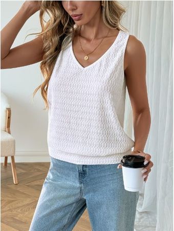 NEUES uni weisses Sommer Top gemustert Gr. S - 226360