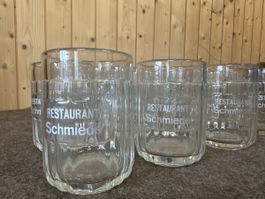 Alte Biergläser "Restaurant Schmiede" ,17 Stück