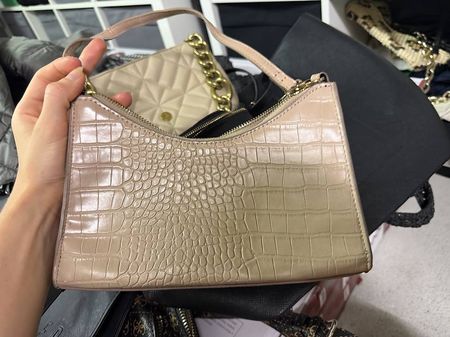 BEIGE CROCO SCHULTERTASCHE