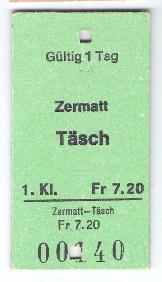 Biglietti: Billette Zermatt - Täsch – Usato da Langenthal venduto da Sammlungs_aus