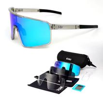 BLIZ Sportbrille Full-Set – Grau-Transparent & Blau – Inkl.