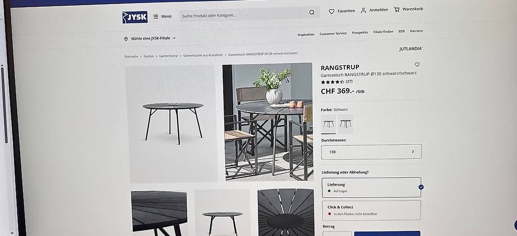 Ikea Set di tavolo e panche: Gartengarnitur IKEA/JYSK, Ø130cm,  grau/schwarz – Usato da Selzach venduto da Twei1007 1