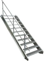 Stahltreppe 11 Stufen B120cm + Geländer