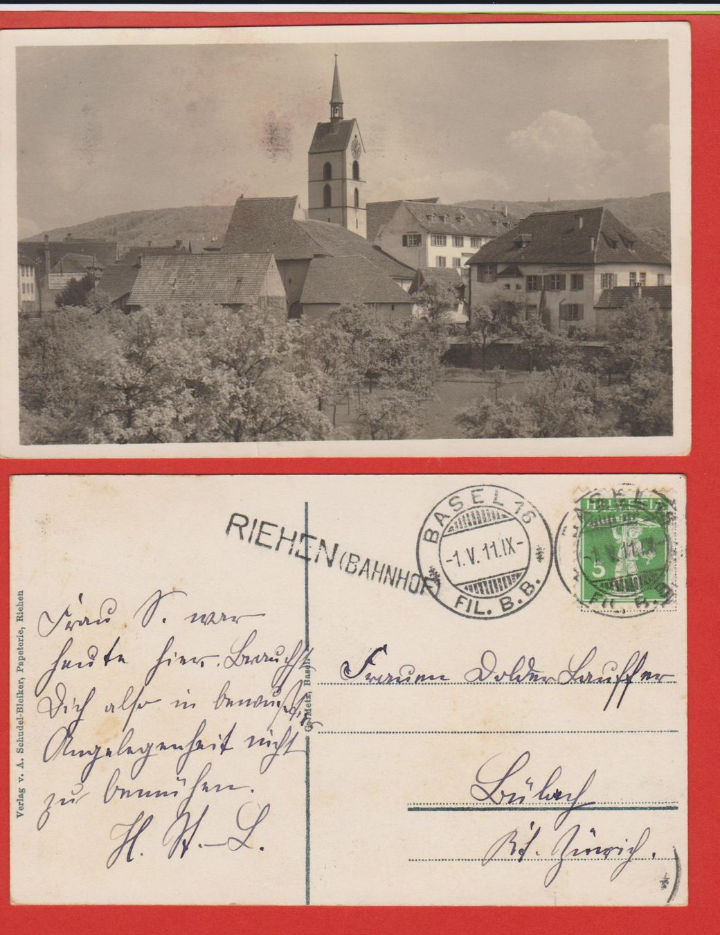 Cartoline postali: Riehen  -  7 alte Ansichtskarten und Stabstempel Riehen 1911 – Usato da Vitznau venduto da Ropaku 3