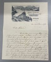 Litho Briefpapier Hotel Krebs, Interlaken beschrieben 1893