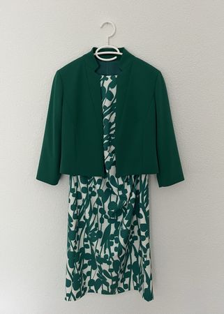 Vera Mont Kleid und Blazer / Bolero , Gr. 38, Grün - Weiss