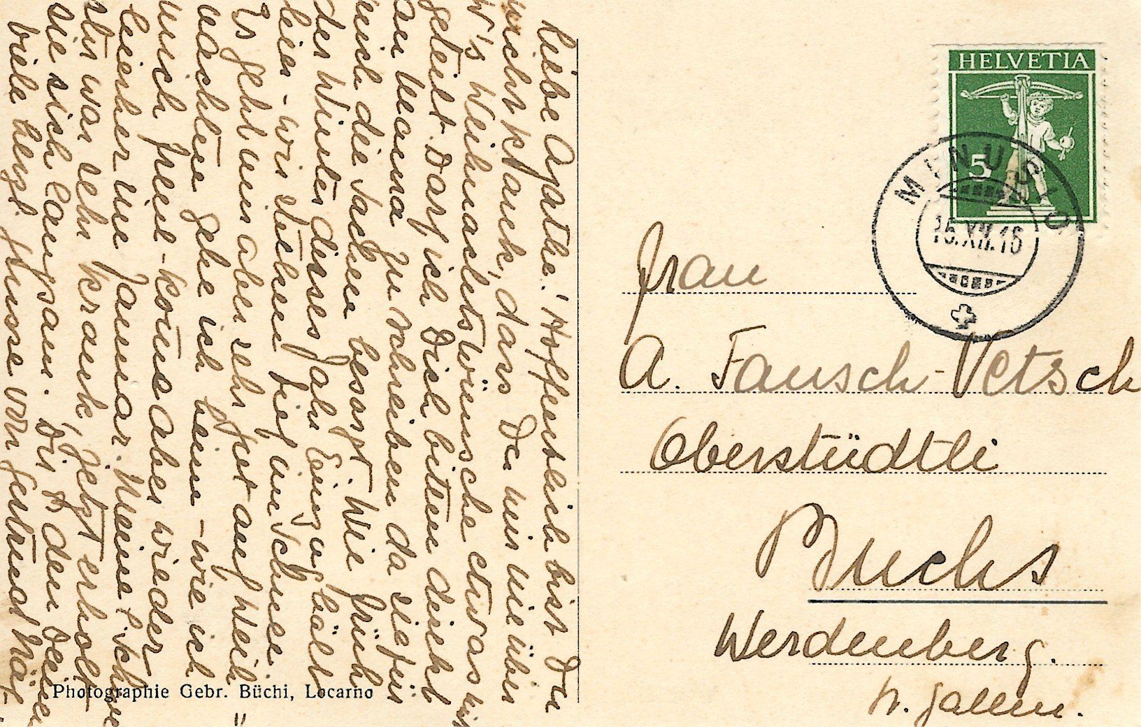 Cartoline postali: Minusio, Villa Elisabeth  1916 – Usato da Flums venduto da Guscha1 1