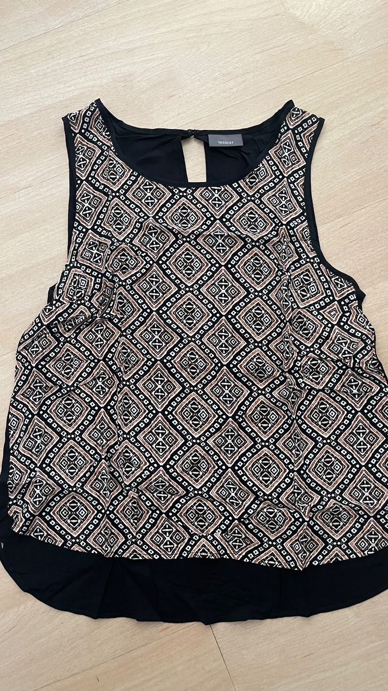 C&A Top: Damen Top gemustert schwarz Grösse L – Usato da Wetzikon ZH venduto da Schrungus