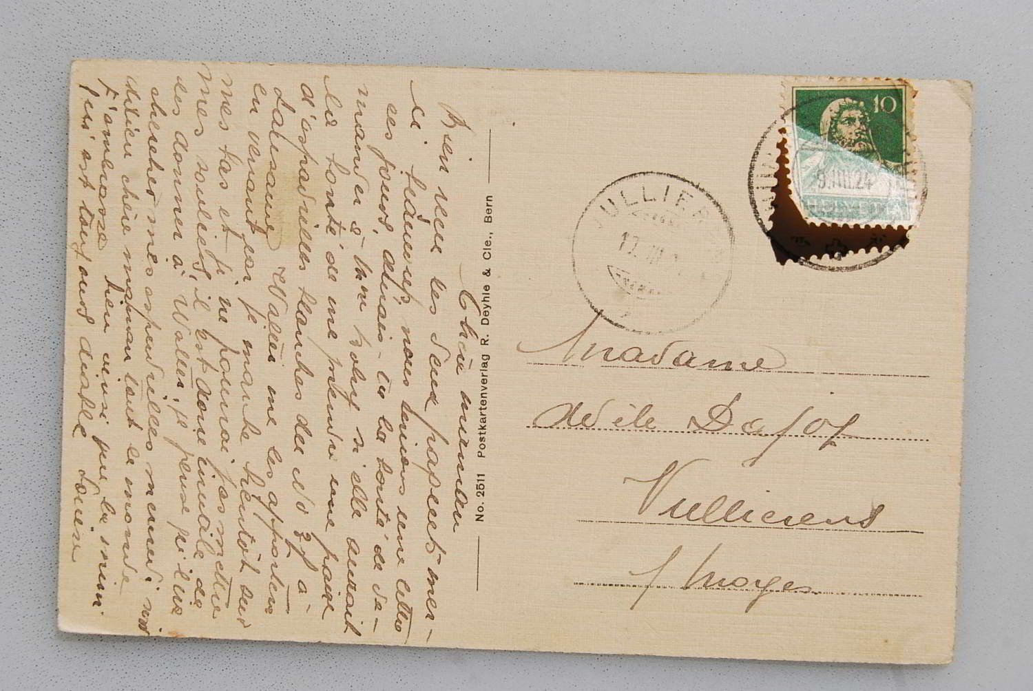 Cartoline postali: AK Hünibach, Ried b. Thun, 1924 – Usato da Rüfenacht BE venduto da Toro06 1