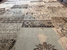 Patchwork Teppich, hellbraun/beige, Retro-Stil, Sommer-De...