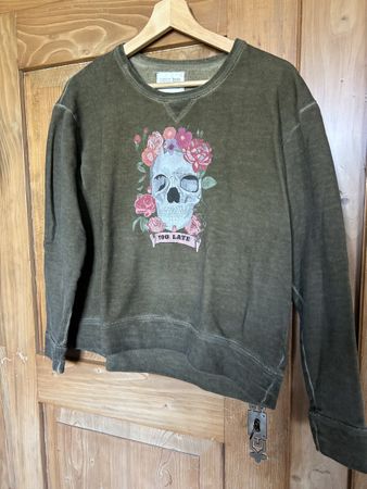 Cooler Pulli "Too Late" Skull Print Gr. S