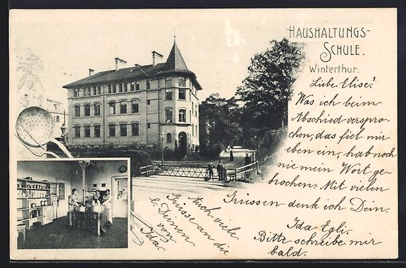 Cartoline postali: Winterthur, Haushaltungsschule, Aussen-  – Usato da Berlin venduto da bartko-reher