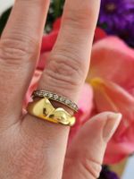 Goldring mit Diamanten, Vintage, Weiss- und Gelbgold 750er