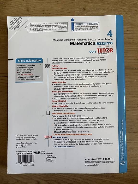 Libri: Matematica.azzurro 4  Seconda edizione – Usato da Stabio venduto da des_z2st 1