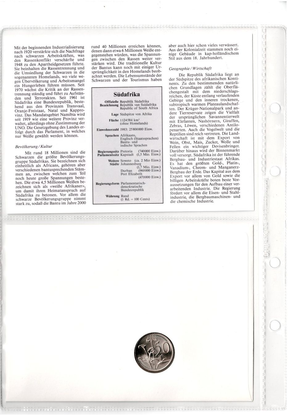 Alle Münzen: Südafrika_1985_Münzbrief mit Beschreibung – Gebraucht aus Hombrechtikon von Fraese01 3