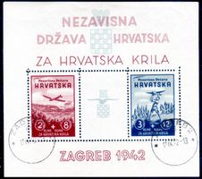 KROATIEN BLOCK ZAGREB FLUGPOSTMARKEN 1942 GESTEMPELT - KA84