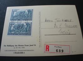 Liechtenstein 1939, Karte Huldigung, schön frankiert
