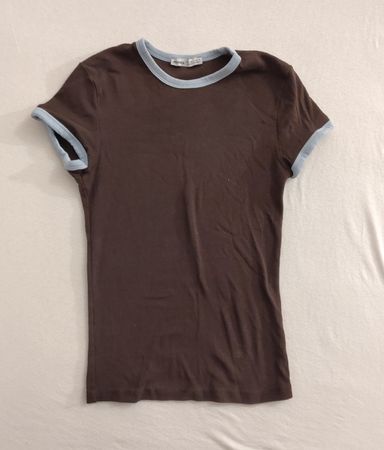 Bershka T-Shirt braun hellblau Grösse S guter Zustand