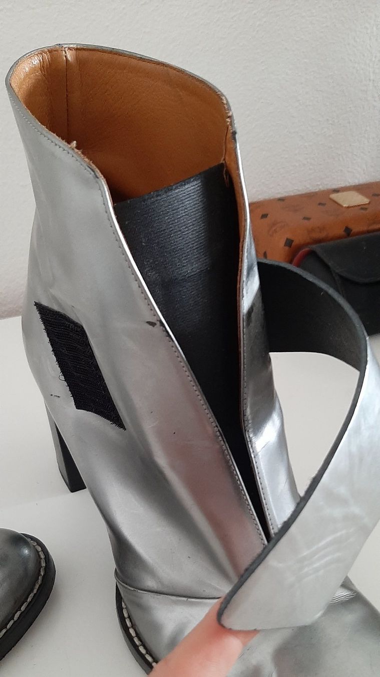 Scarpe da donna: Coole silberne Stiefeletten mit Blockabsatz, Grösse 38 – Usato da Uster venduto da kgw78 5