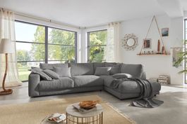 Ecksofa High End in Cord dark grey Rechts