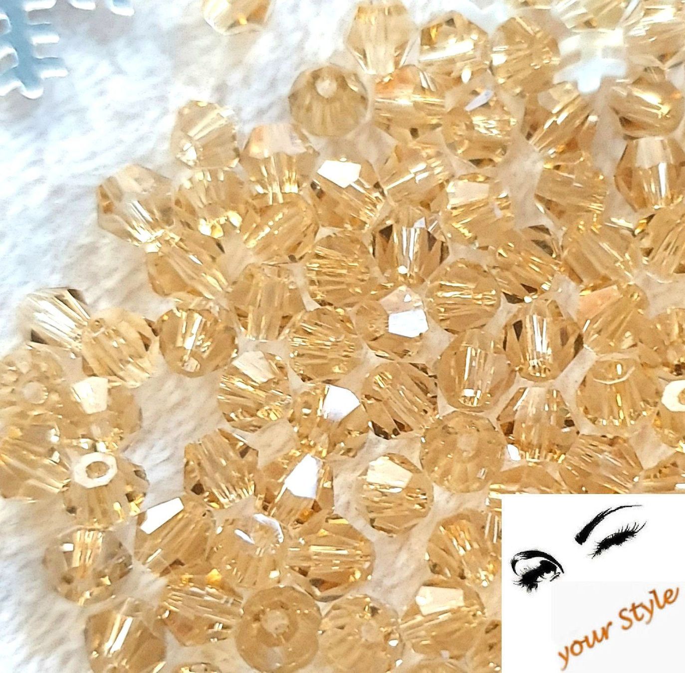 Perle (finte): 100 Stk.Glas- Perlen 4mm "light topaz Lüster" – Nuovo e nell'imballaggio originale da Oberglatt ZH venduto da -your-Style- 2