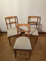 3 Stühle Massivholz hell / Creme Stoff – Landhausstil 🪵