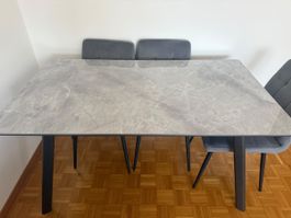 Esstisch Marmoroptik Glasplattegrau