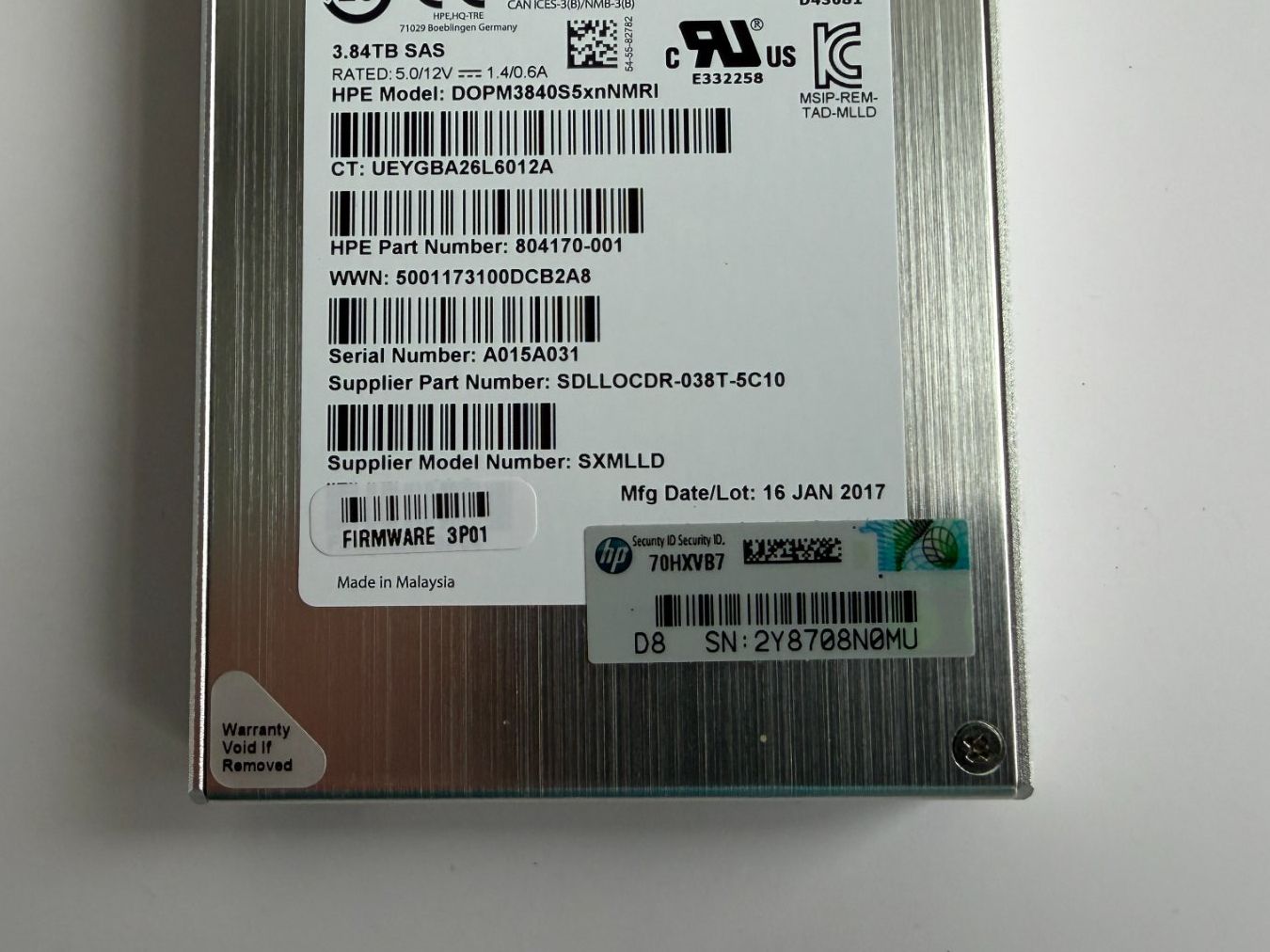 Hewlett Packard Dischi rigidi: Super Server SAS SSD 3.84TB – Usato da Huttwil venduto da Thoste 2