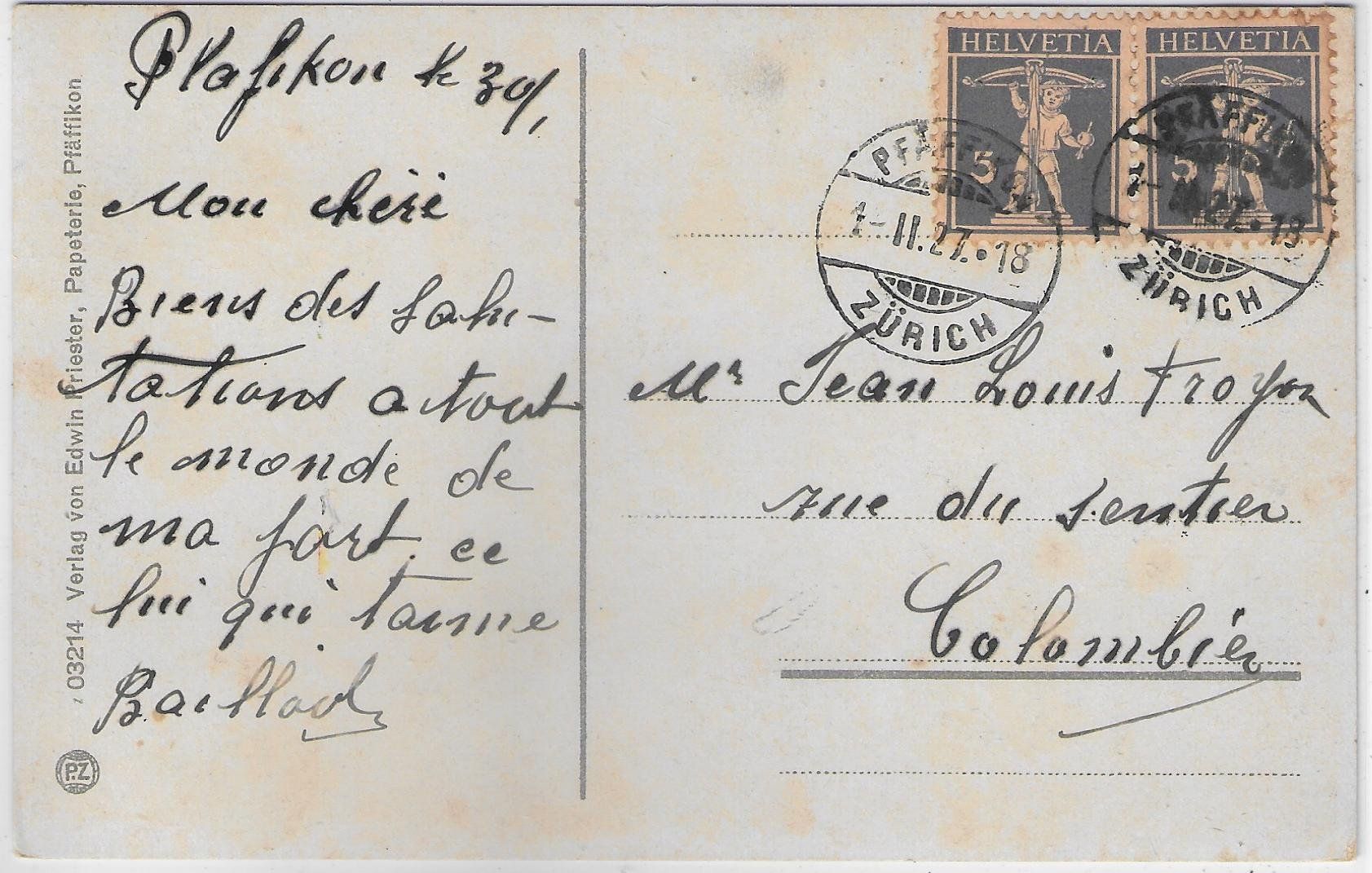 Cartoline postali: Pfäffikon ZH und die Alpen - Litho – Usato da Ettingen venduto da Kartenplanet 1