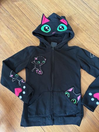 „Black Cat Hood" Kapuzenjacke Sweat schwarz von Cupcake Cult