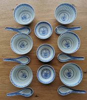 Chinesisches Reiskornporzellan Schalenset 15-teilig, Vintage