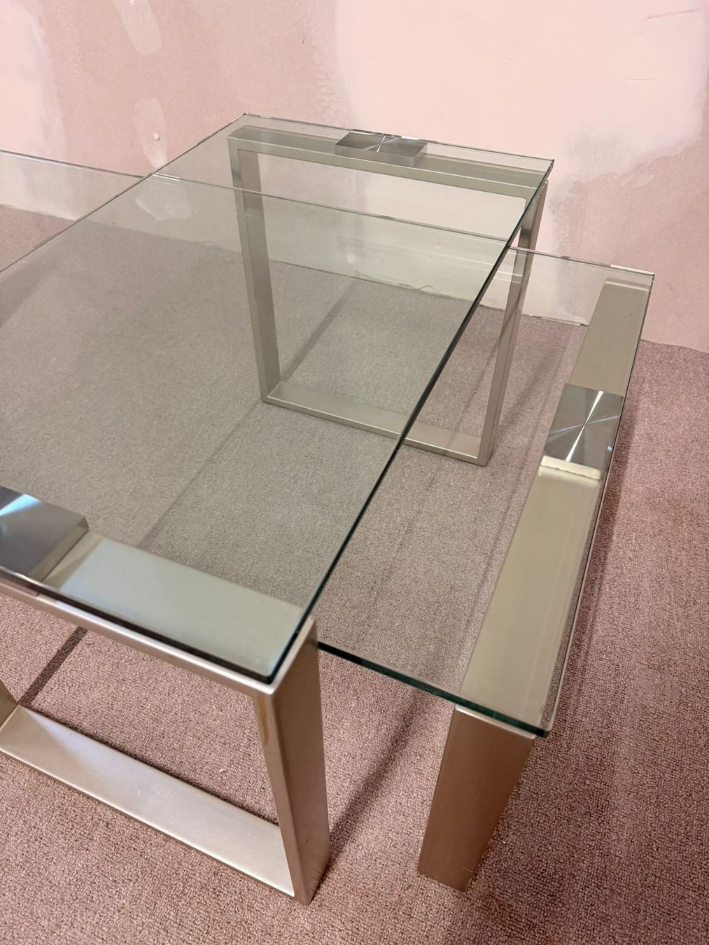 Tavoli: 2er Set Coffee Table Couchtisch Kombination aus Glas/ Metall – Usato da Rickenbach ZH venduto da Der-Insider 8