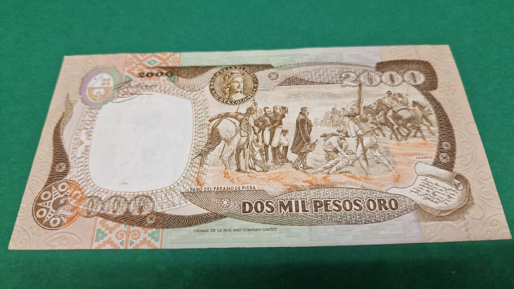 Billets de banque: 2000 Pesos Oro Kolumbien Banknote 1985 – Neuf avec emballage d'origine à Herisau par Antiques.AR 1