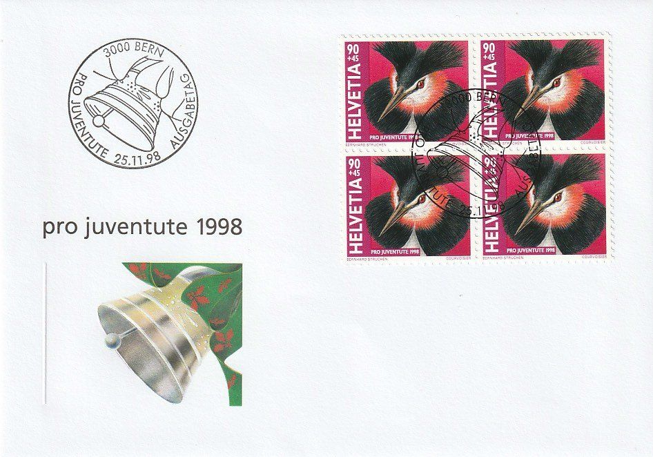 Alle Briefmarken: 4 FDC PJ-Viererblocksatz 1998, ab 1.- Fr. – Neu (gemäss Beschreibung) aus Zürich von 1BJM5 3