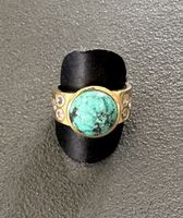 Ring Gelbgold 750 Türkis Diamant-Rosen Grösse 63 poliert
