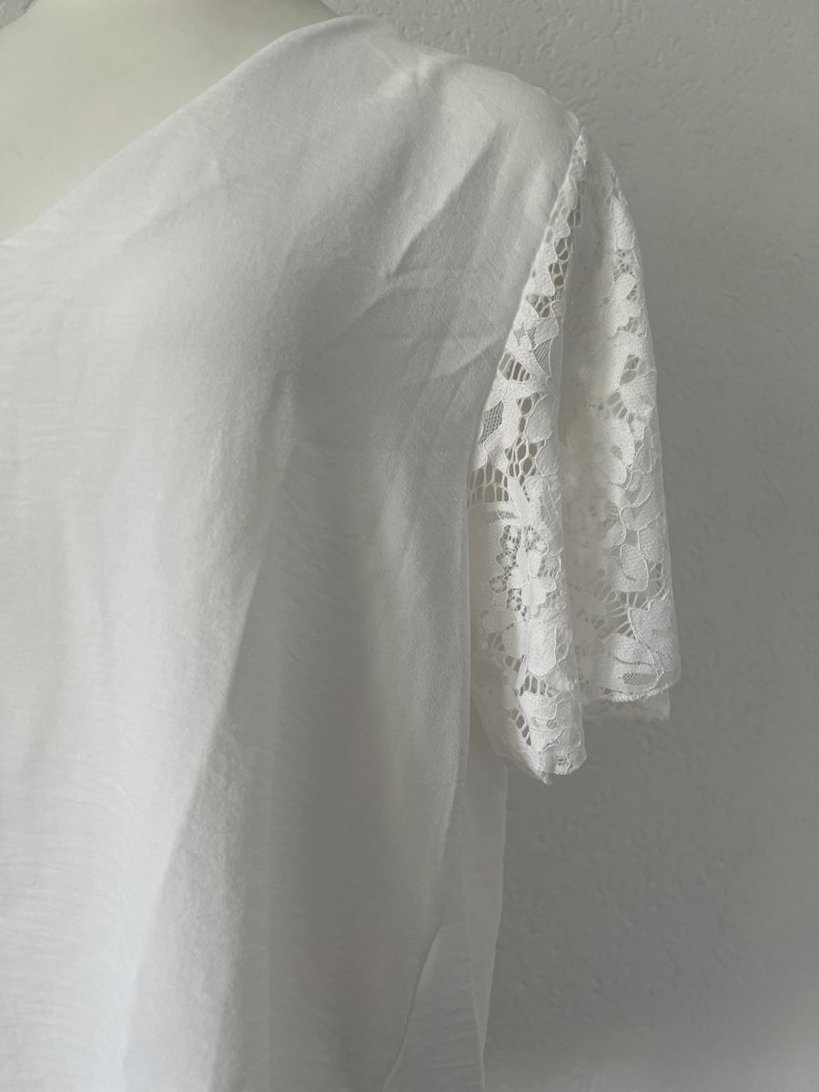 Camicette: Weisse Sommerbluse mit Spitze Gr. L – Nuovo (secondo la descrizione) da Seon venduto da Sunny-Schmuck78 1