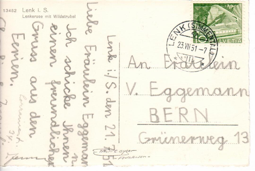 Cartoline postali: Lenkersee mit Wildstrubel 1951 – Usato da Wolhusen venduto da Curver9 1