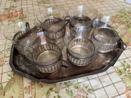 Tee Set aus Metall: 6 Tee Tassen
