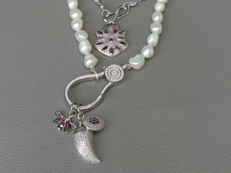 Ketten: Mina weiss Perlen Kette Collier Perle Perlenkette Echt Krist – Neu (gemäss Beschreibung) aus Prilly von ilyria73 5