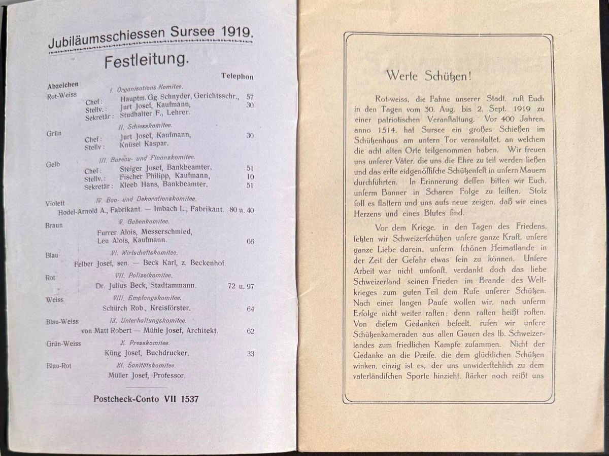 Bücher: Feldschützengesellschaft: Jubiläums-Schiessen SURSEE 1919 – Gebraucht aus Bern von felberunderground 1