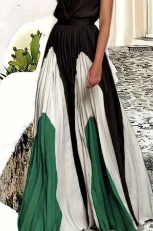 Elegante gonna lunga plissettata, stile unico! NewTgM/L 👗💚