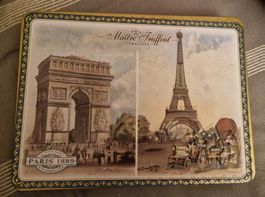 Praliné-Blechdose mit Paris-Motiven
