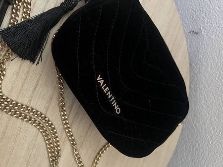 Valentino Umhänge- & Bauchtasche in schwarz/gold und velour