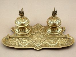 Encrier double ancien en bronze. Tintenfass aus Bronze