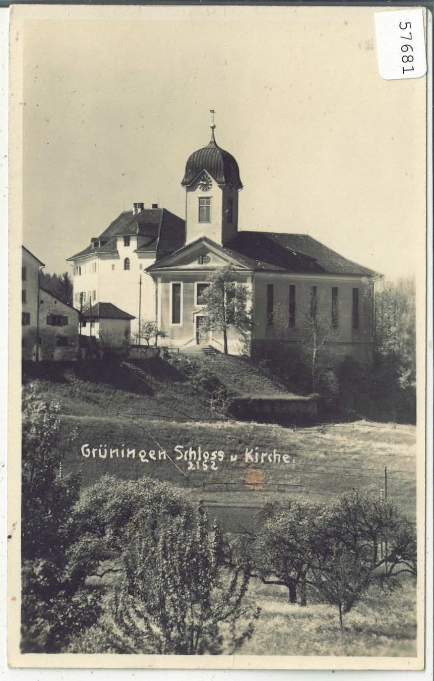 Cartoline postali: Grüningen - Schloss & Kirche – Usato da Ettingen venduto da Kartenplanet