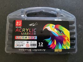 Acryl Marker Set 12 Farben im Koffer neuwertig